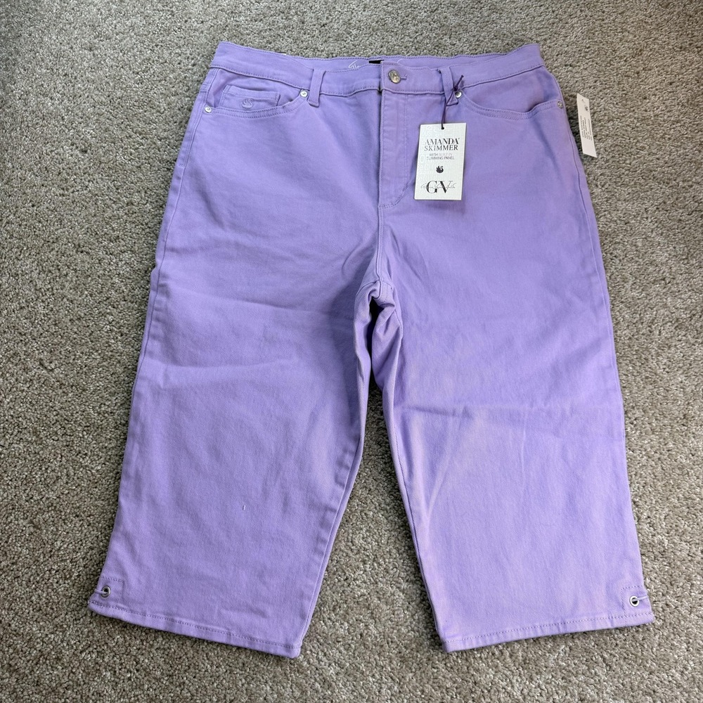 Gloria Vanderbilt Amanda Skimmer Capri Jeans Womens 14 Purple Stretch Denim